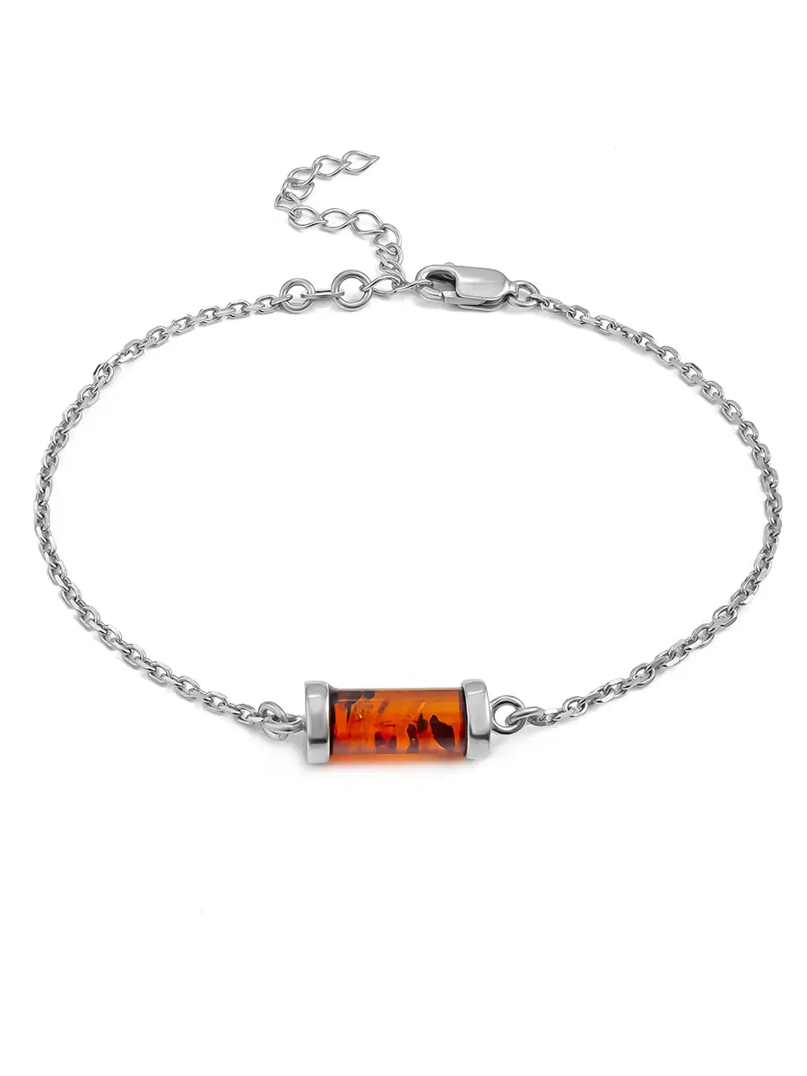 картинка Лёгкий браслет-цепочка, украшенный натуральным янтарём коньячного цвета «Скандинавия» в онлайн магазине