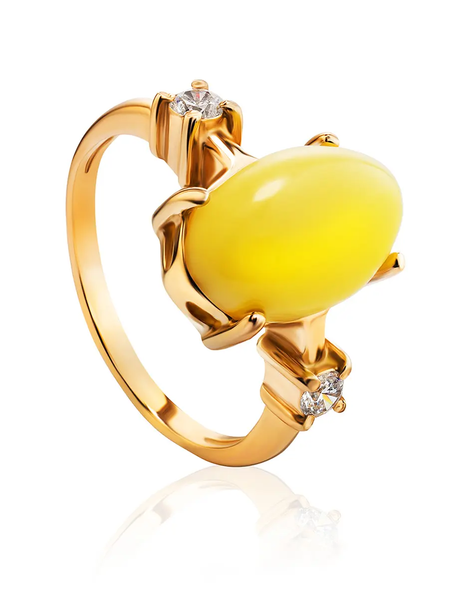 картинка Роскошное кольцо «Ностальгия» с медовым янтарём в онлайн магазине