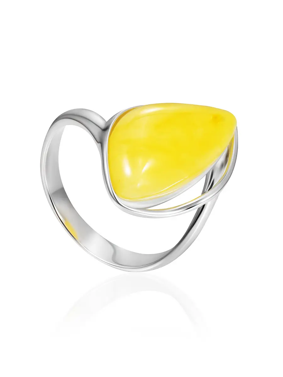 картинка Кольцо с натуральным ярко-медовым янтарём «Лагуна» в онлайн магазине