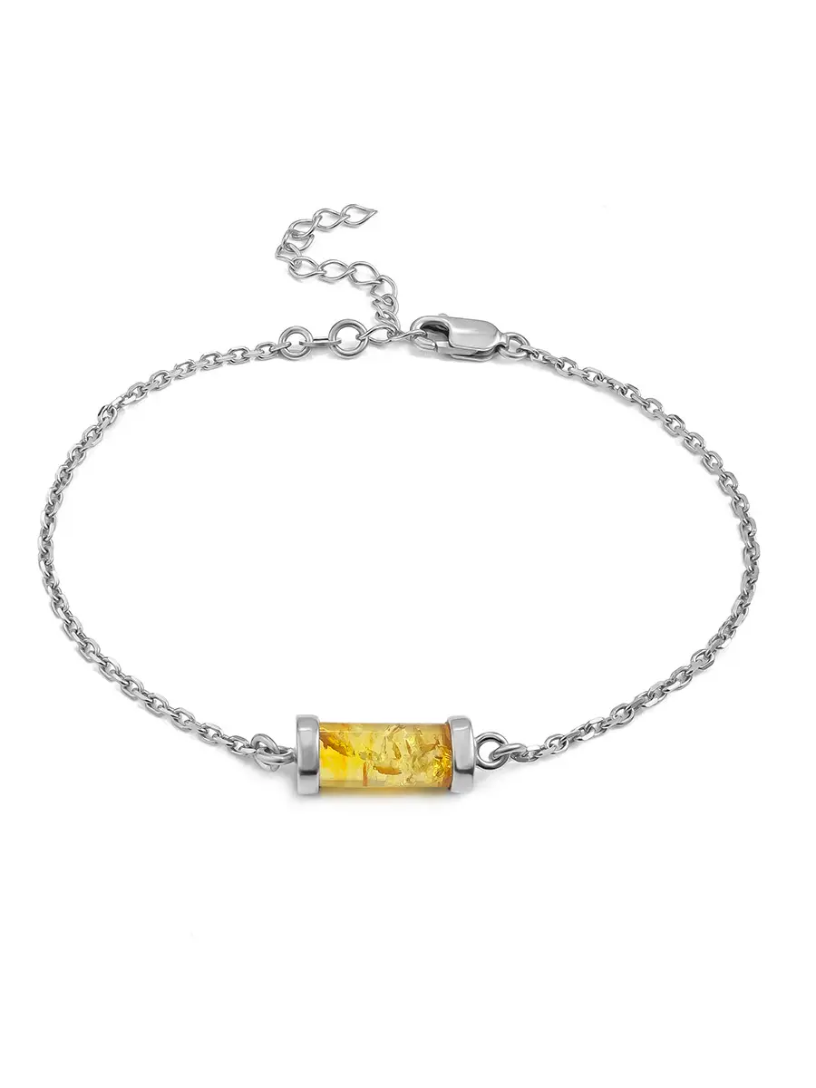 картинка Изящный браслет, украшенный натуральным янтарём лимонного цвета «Скандинавия» в онлайн магазине