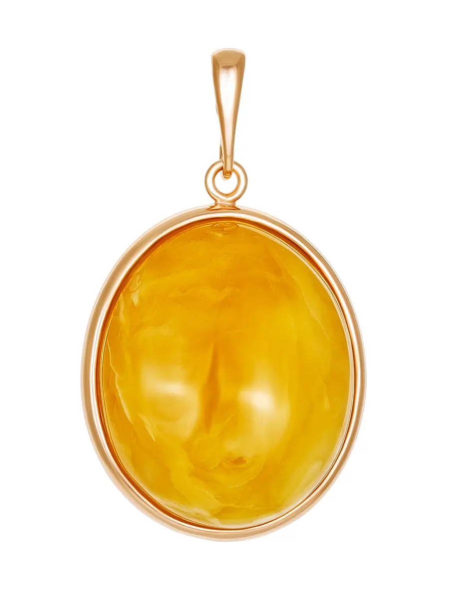 картинка Подвеска из натурального медового янтаря в лаконичной оправе в онлайн магазине