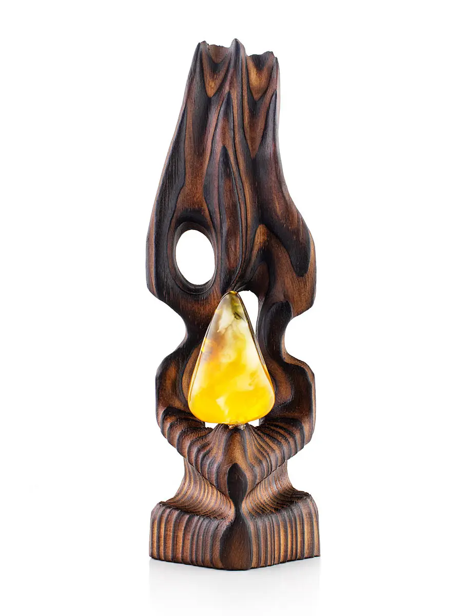 картинка Декоративная статуэтка из дерева и натурального янтаря в онлайн магазине