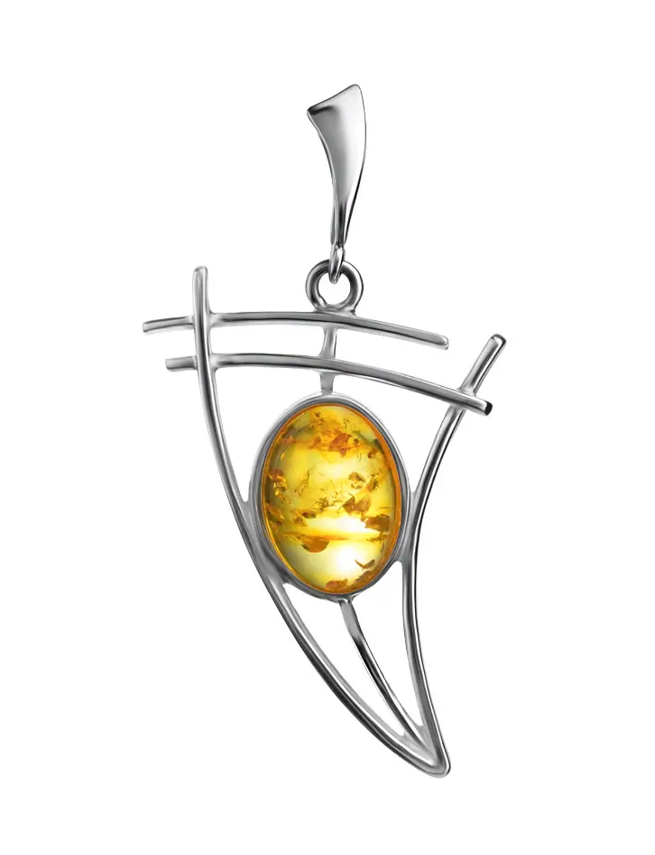 картинка Стильный кулон из лимонного янтаря «Парус» в онлайн магазине