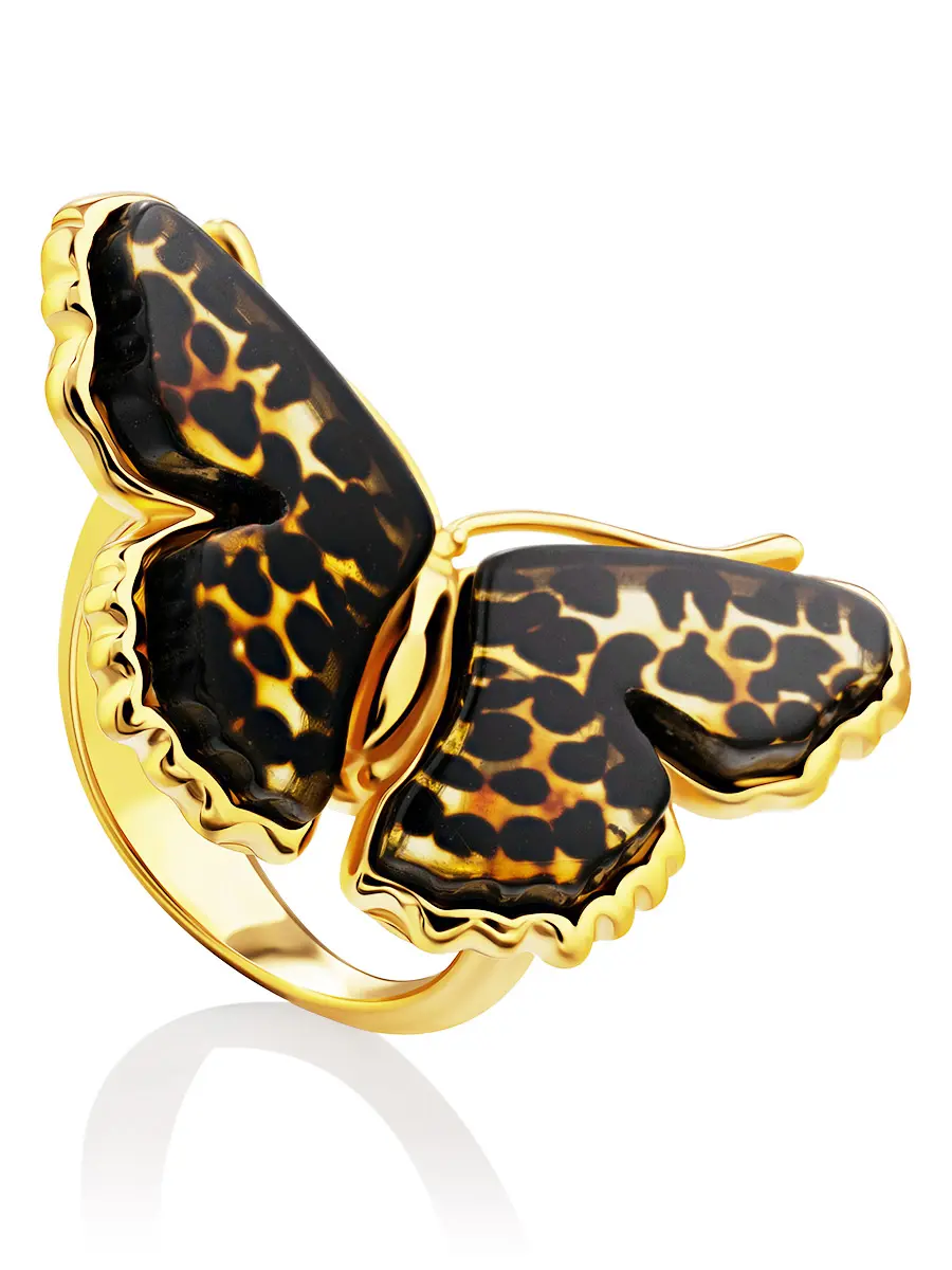 картинка Красивое оригинальное кольцо из янтаря «Апрель» в онлайн магазине