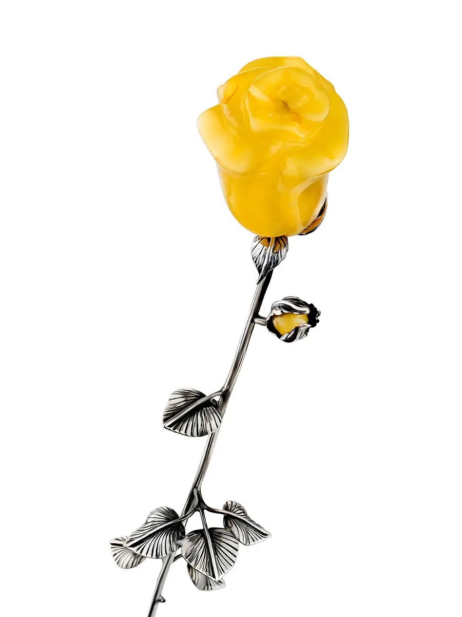 картинка Сувенирная декоративная роза из резного янтаря медового цвета в онлайн магазине