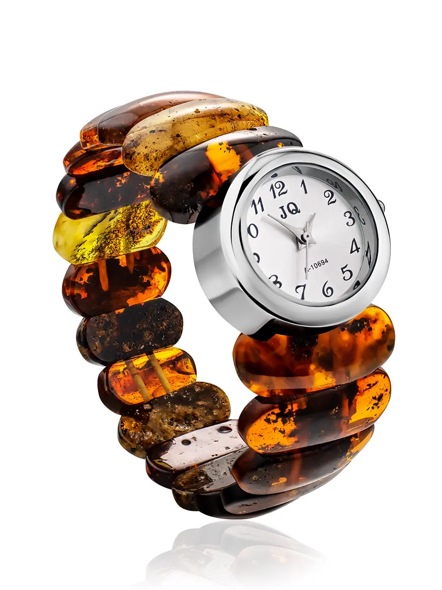 картинка Наручные часы с ремешком из натурального текстурного янтаря в онлайн магазине