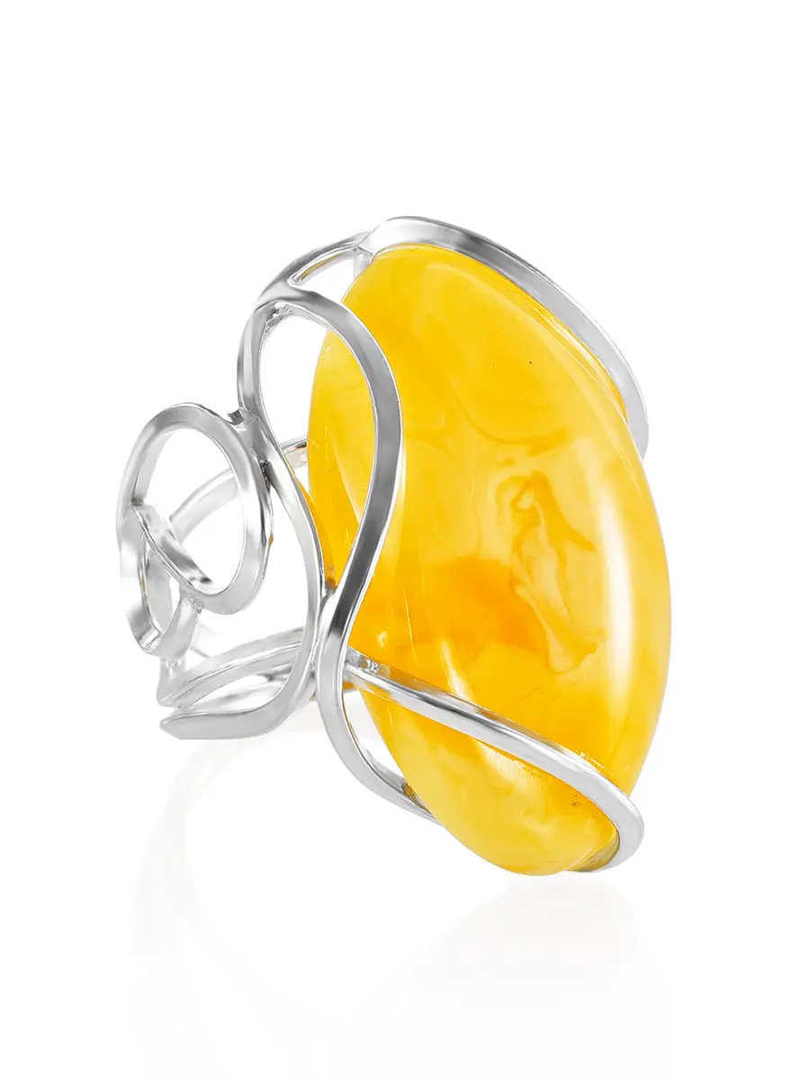 картинка Коктейльное кольцо «Валенсия» из натурального медового янтаря в онлайн магазине
