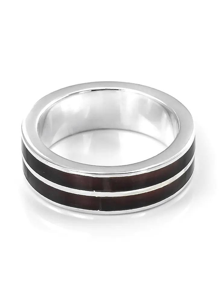 картинка Эффектное кольцо-унисекс из натурального янтаря вишнёвого цвета London в онлайн магазине