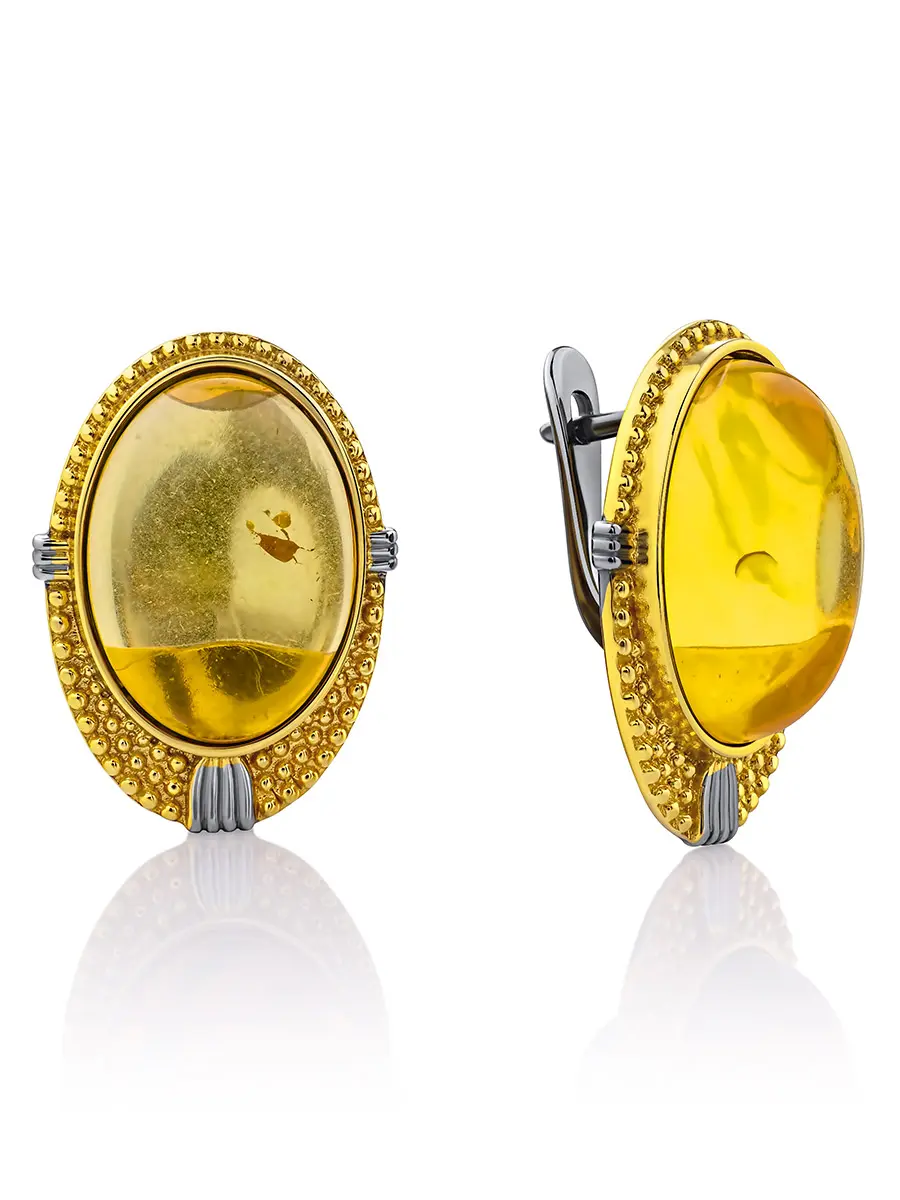 картинка Нарядные серьги из ярко-лимонного янтаря «Мойра» в онлайн магазине