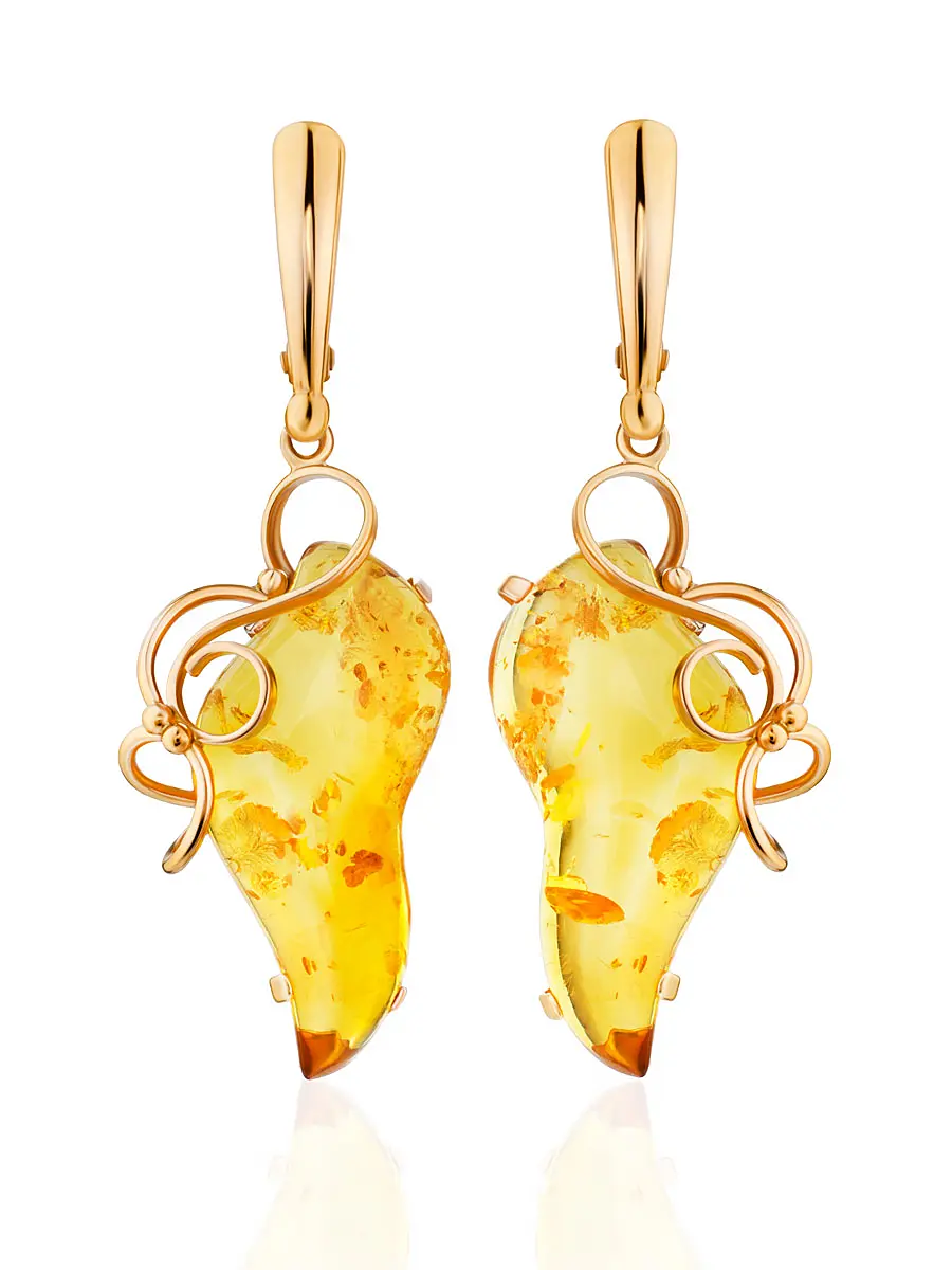 картинка Великолепные серьги «Риальто» из золота с натуральным балтийским янтарём в онлайн магазине