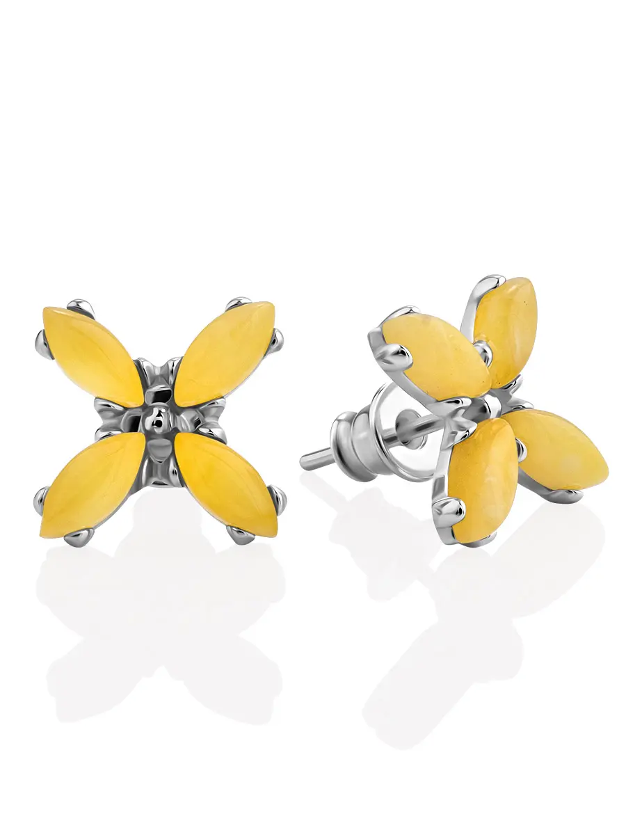 картинка Лёгкие стильные серьги из медового янтаря «Суприм» в онлайн магазине