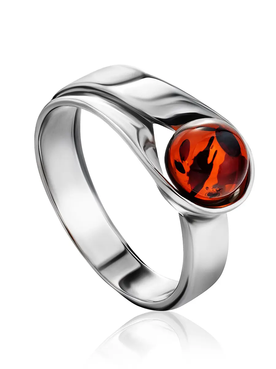 картинка Оригинальное кольцо «Лея» из коньячного янтаря в онлайн магазине