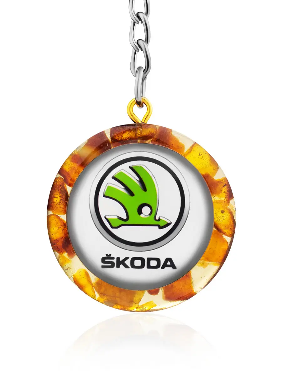 картинка Брелок для ключей с логотипом «Шкода» в янтарной мозаике в онлайн магазине