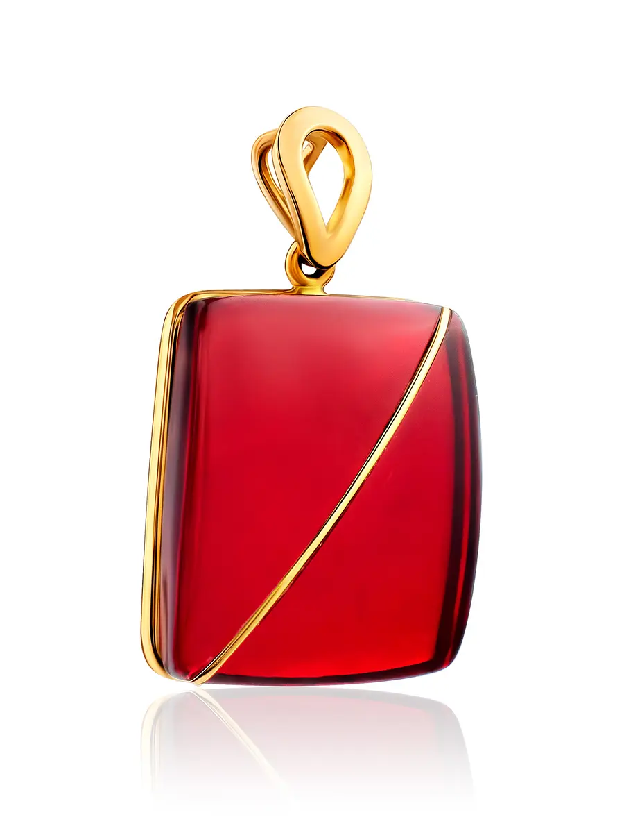 картинка Элегантный кулон с ярко-красным янтарём «Сангрил» в онлайн магазине