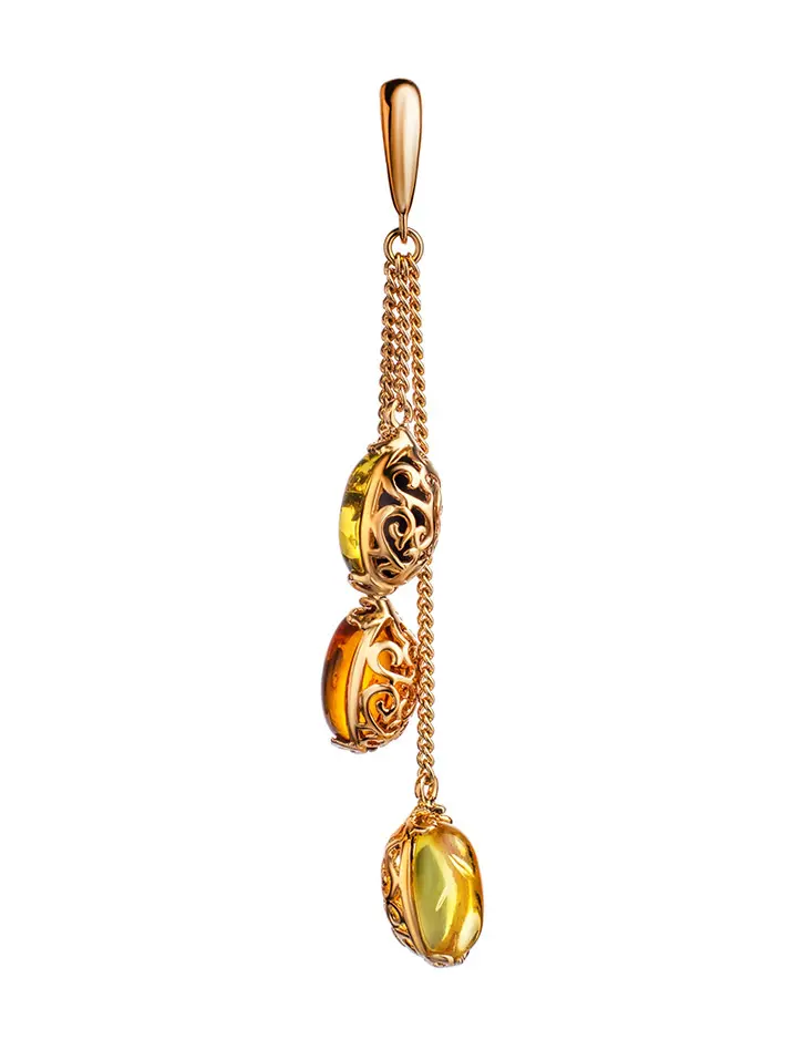 картинка Изящная подвеска с янтарём разных оттенков «Касабланка» в онлайн магазине