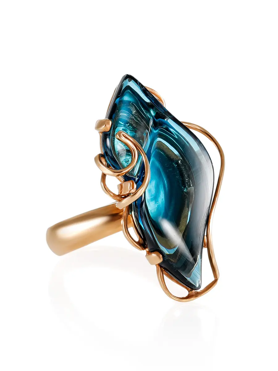 картинка Изысканное кольцо «Серенада» из позолоченного серебра с топазом Лондон б/р в онлайн магазине