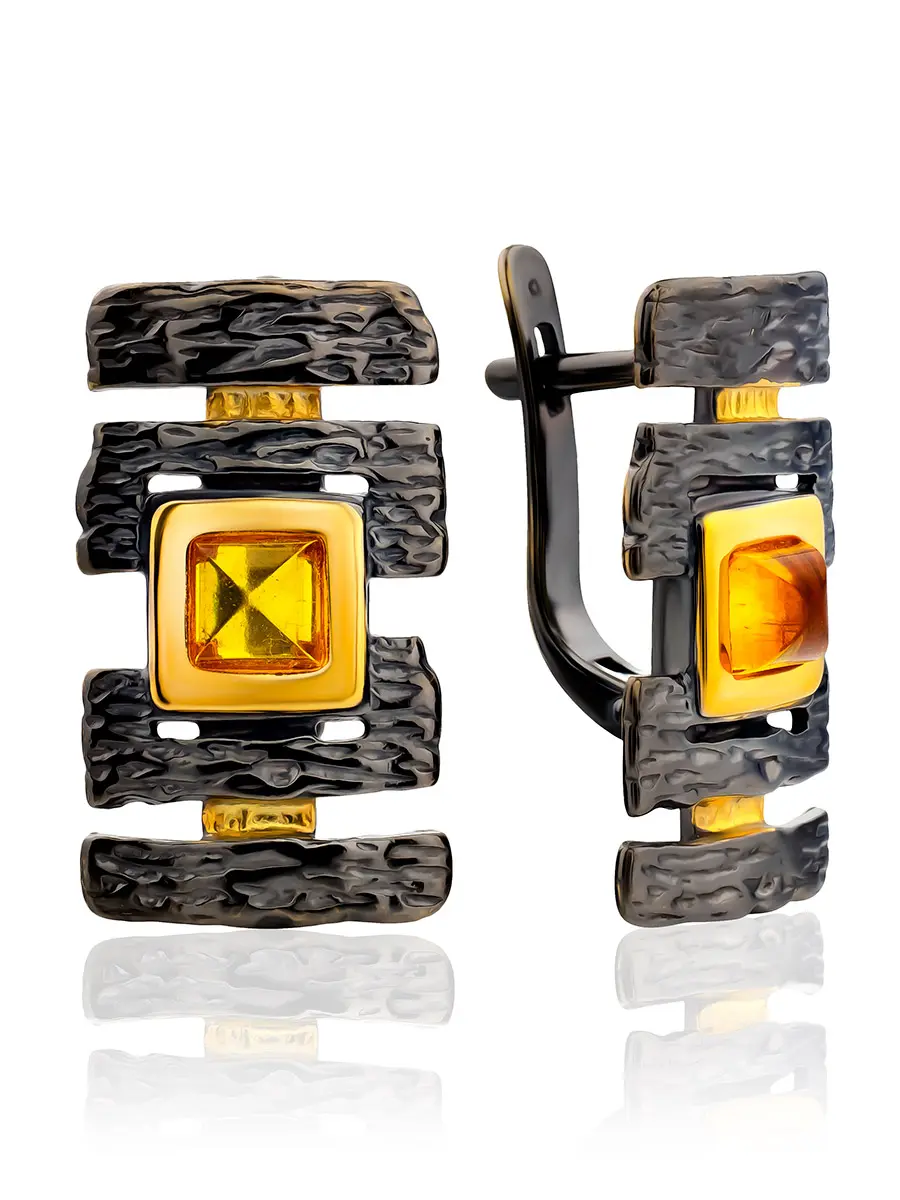 картинка Яркие серьги, украшенные янтарём «Бубинга» в онлайн магазине