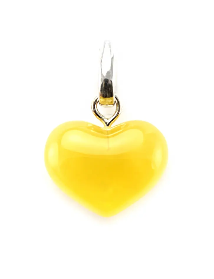 картинка Кулон-сердце из натурального янтаря медового оттенка в онлайн магазине