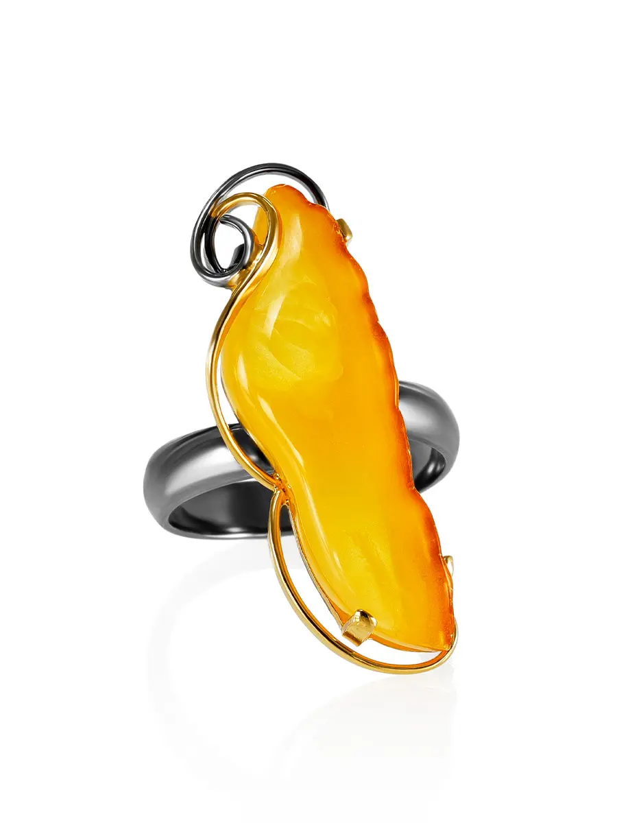 картинка Роскошное кольцо «Риальто» из натурального медового янтаря в онлайн магазине