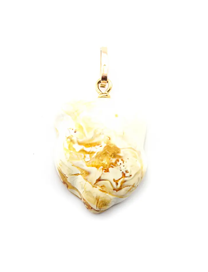 картинка Подвеска из натурального белого янтаря с золотом в онлайн магазине