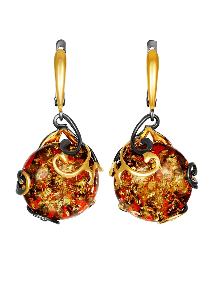 картинка Нарядные серьги из янтаря красного цвета «Версаль» в онлайн магазине