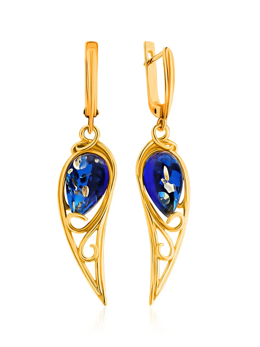 картинка Красивые ажурные серьги из синего янтаря «Анбарин» в онлайн магазине