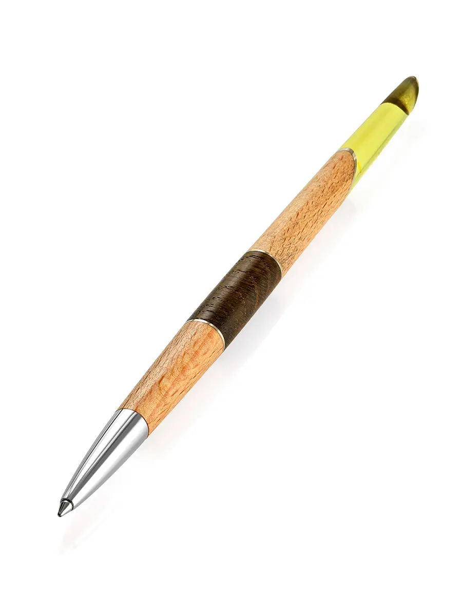 картинка Ручка из древесины ясеня, со вставками из натурального янтаря и нейзильбера «Олливандер» в онлайн магазине