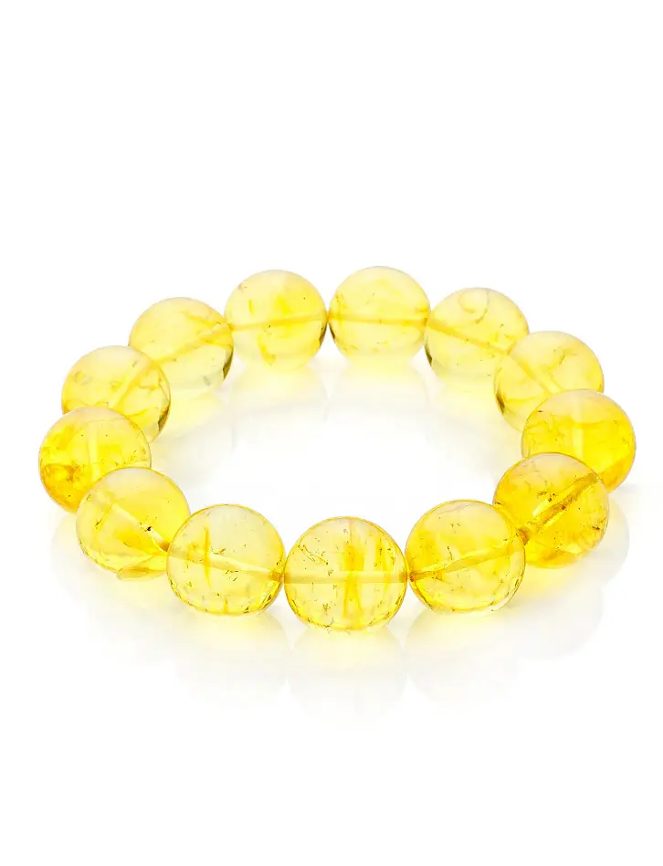 картинка Яркий браслет из натурального янтаря лимонного цвета «Юпитер» в онлайн магазине