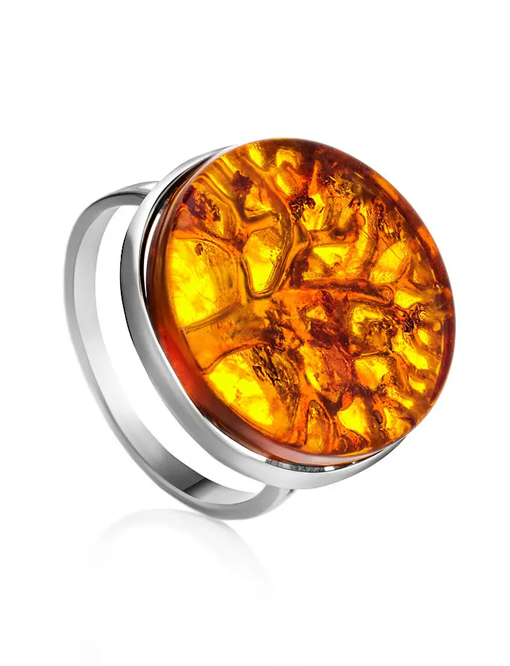 картинка Красивое кольцо «Бельтайн» украшенное натуральным янтарём в онлайн магазине