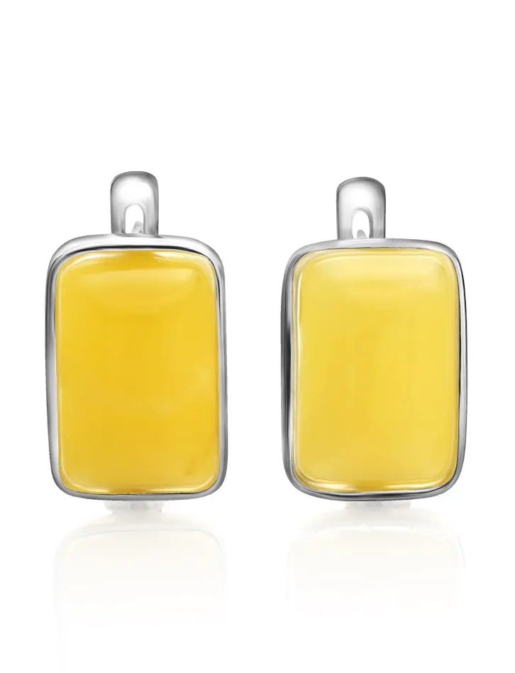 картинка Серьги из натурального янтаря медового цвета «Спарта» в онлайн магазине