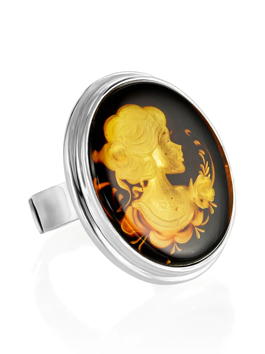 картинка Перстень с инталией «Элинор» из натурального балтийского янтаря в онлайн магазине
