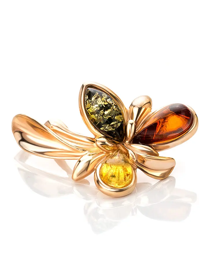 картинка Яркий кулон с натуральным янтарём трёх цветов «Кипарис» в онлайн магазине