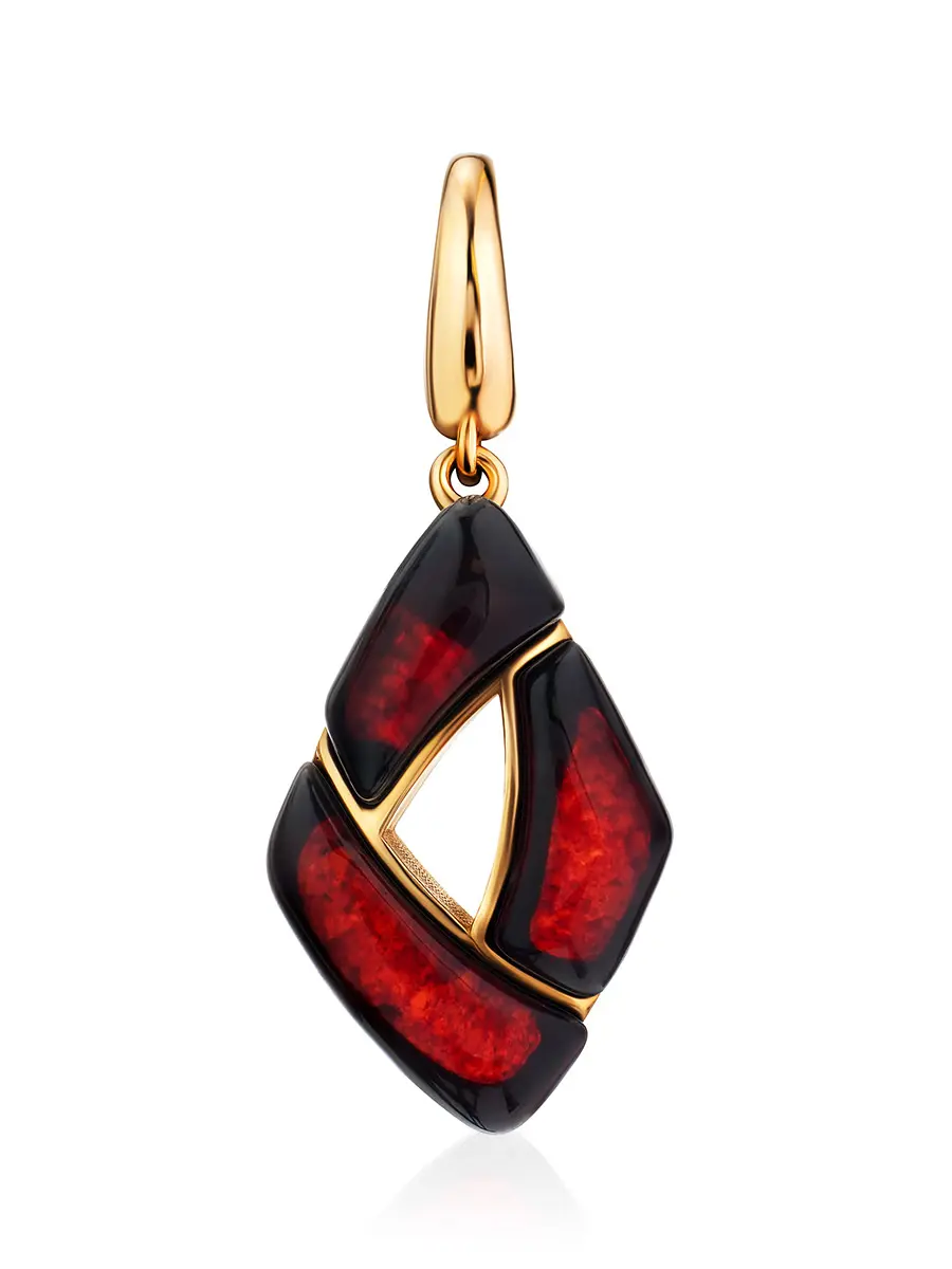 картинка Эффектный кулон из янтаря вишнёвого цвета «Санрайз» в онлайн магазине