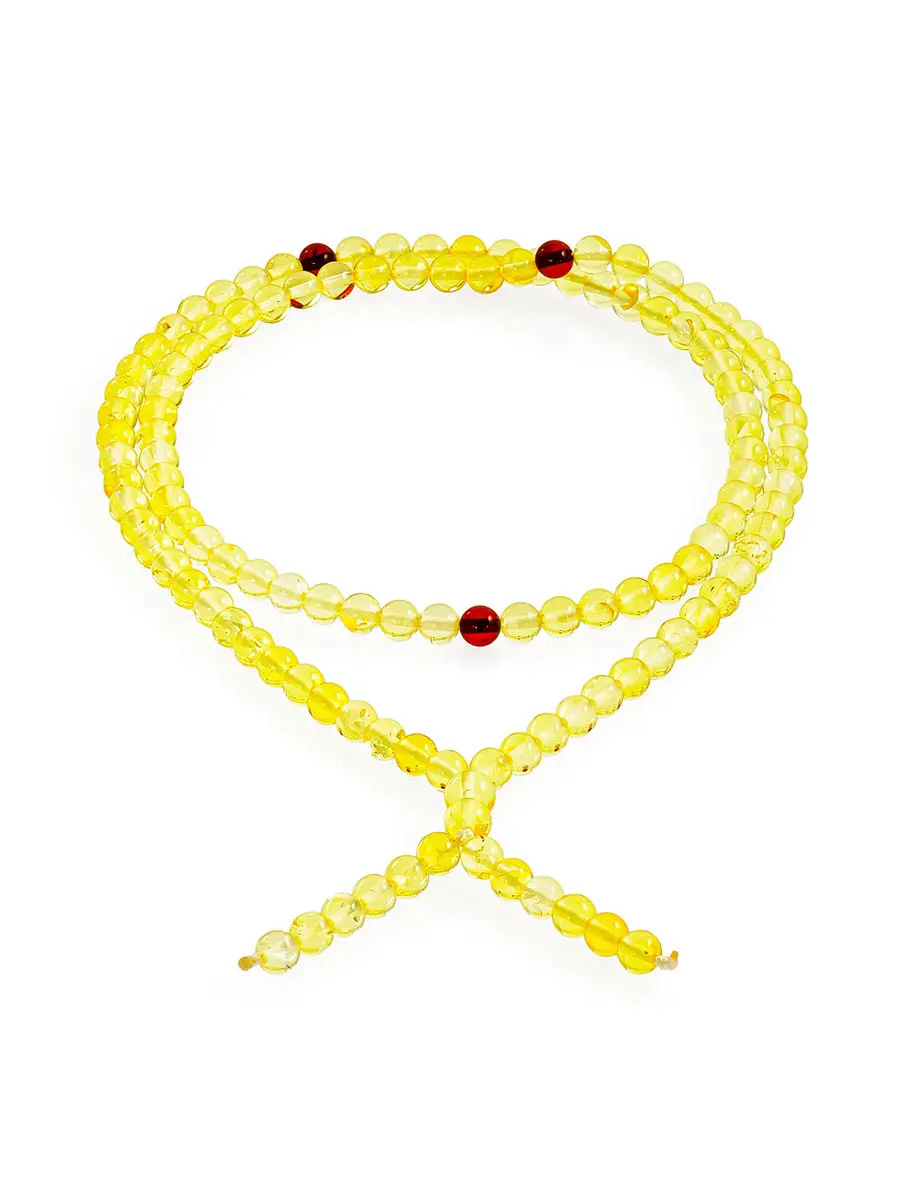 картинка Длинные чётки на 108 бусин-шаров из натурального янтаря лимонного цвета в онлайн магазине