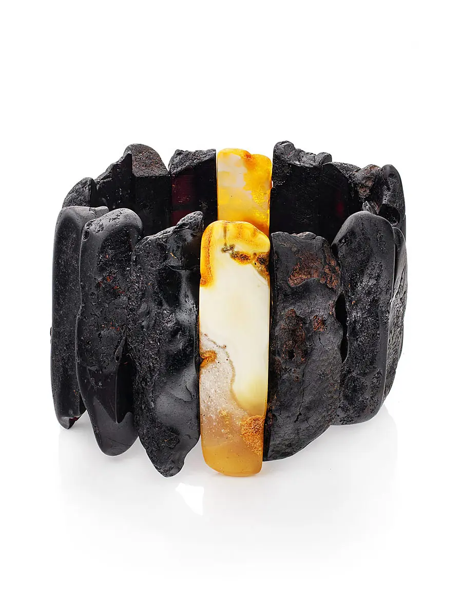 картинка Эффектный браслет для женщин и мужчин из натурального текстурного янтаря «Помпеи» в онлайн магазине