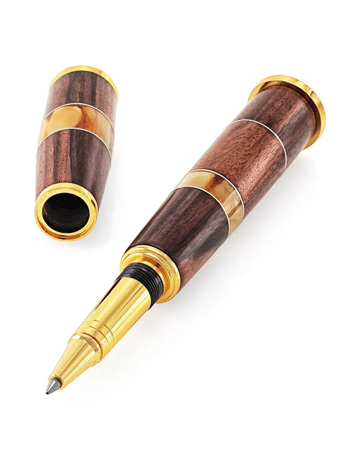 картинка Ручка из натурального балтийского янтаря и палисандра в онлайн магазине