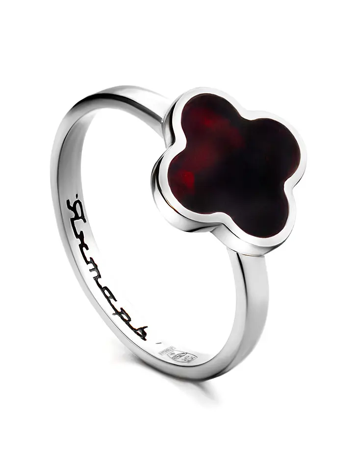 картинка Изящное кольцо «Монако» Янтарь®  из натурального вишнёвого янтаря в онлайн магазине