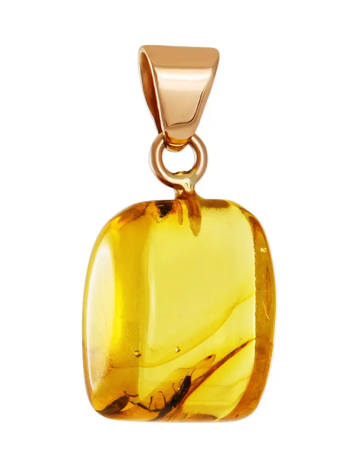картинка Очаровательный кулон «Клио» из золота и янтаря с инклюзом муравья в онлайн магазине