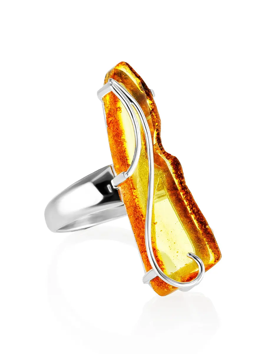 картинка Нарядное кольцо со вставкой из натурального балтийского лимонного янтаря «Риальто» в онлайн магазине