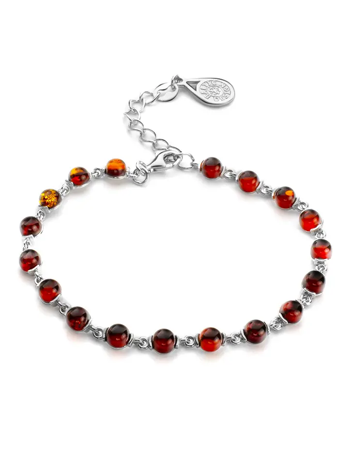 картинка Нежный изящный браслет с круглыми янтарными вставками «Ягодки» в онлайн магазине