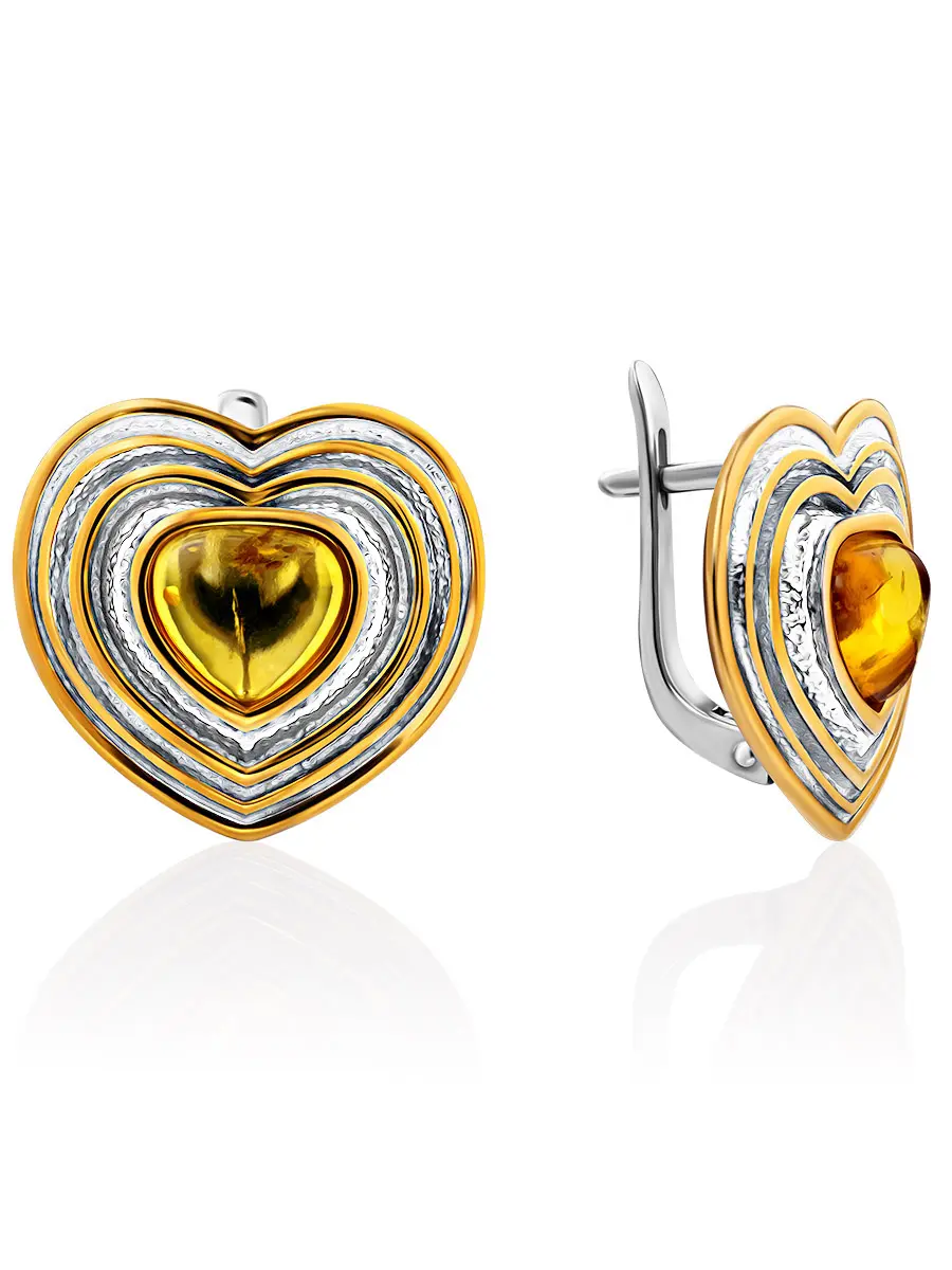картинка Серьги-сердечки «Колхида» из натурального янтаря в онлайн магазине