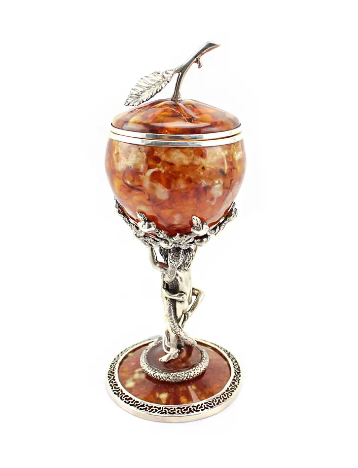 картинка Шкатулка из натурального янтаря и бронзы «Искушение» в онлайн магазине