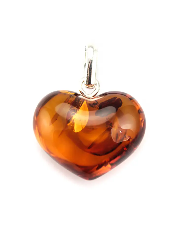 картинка Кулон из натурального балтийского янтаря «Сердце» каленого цвета в онлайн магазине