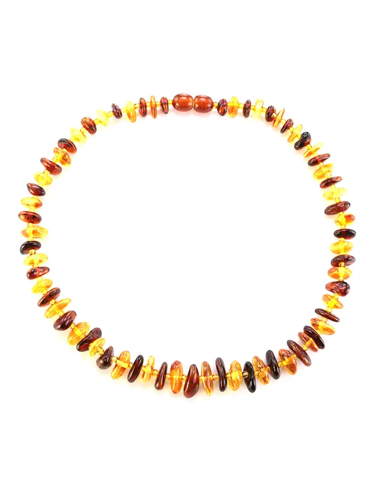 картинка Нарядное ожерелье для детей из натурального балтийского янтаря «Чипсы контрастные» в онлайн магазине