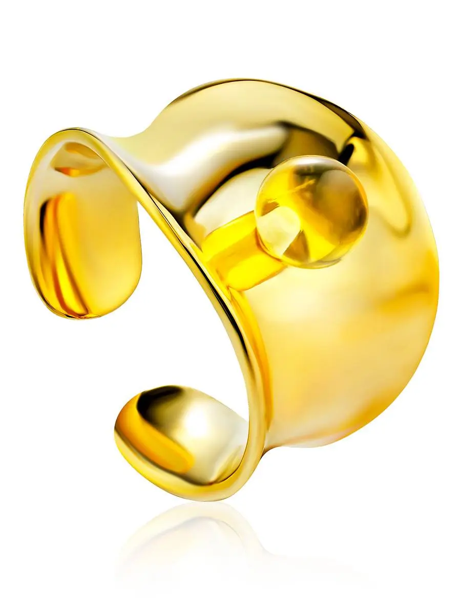 картинка Яркое кольцо в оригинальном дизайне из позолоченного серебра и янтаря Palazzo от ifamore™ в онлайн магазине