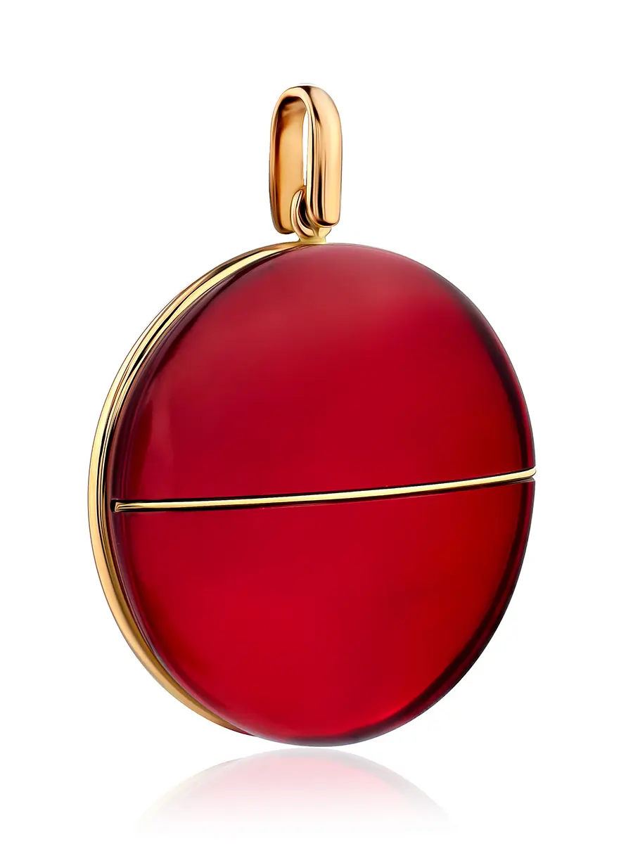 картинка Крупный круглый кулон из красного янтаря «Сангрил» в онлайн магазине