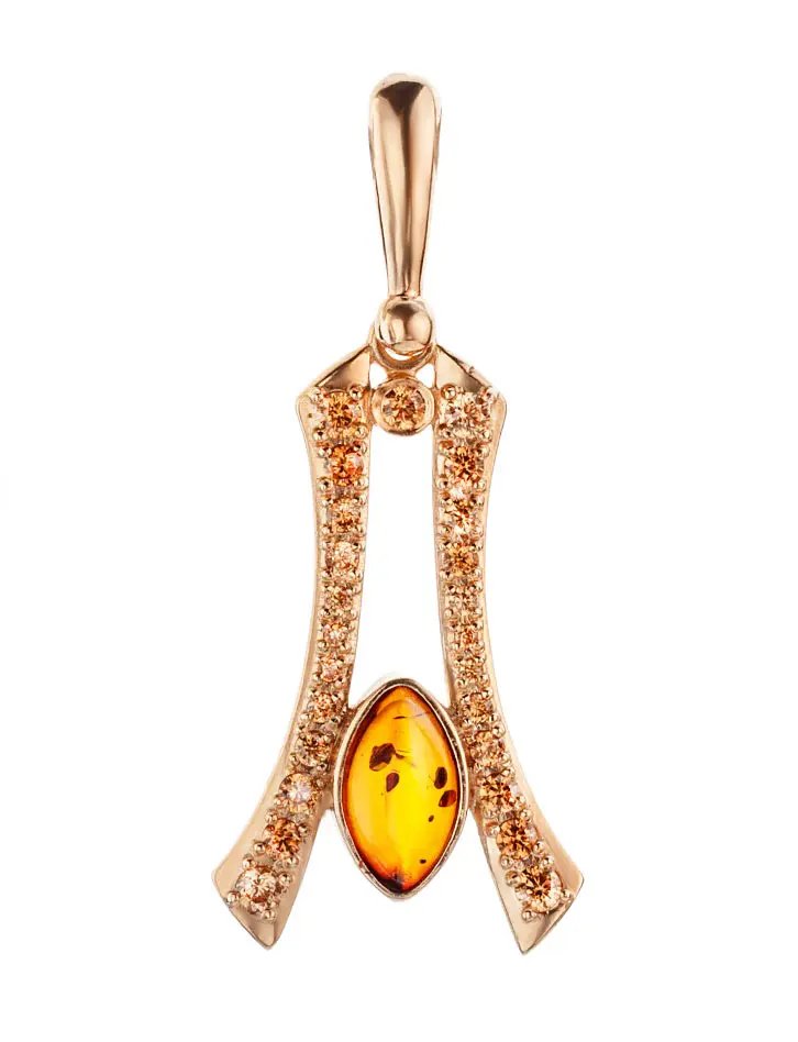 картинка Изящная подвеска «Ренессанс» из золота и цельного янтаря в онлайн магазине