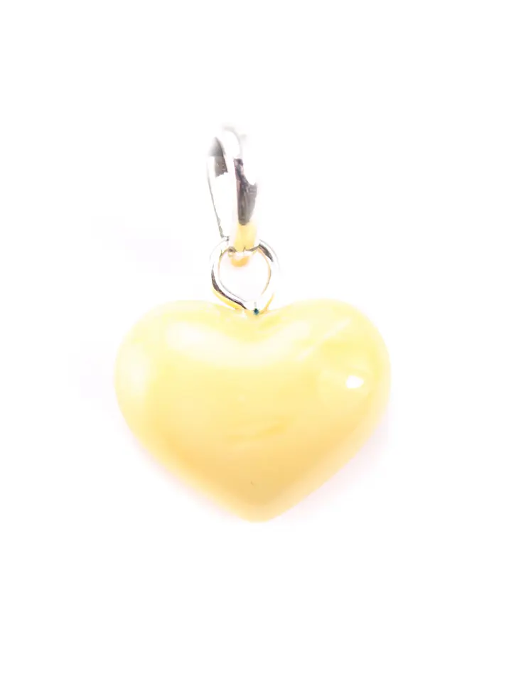 картинка Кулон из натурального балтийского янтаря «Сердце» светло-медового оттенка в онлайн магазине