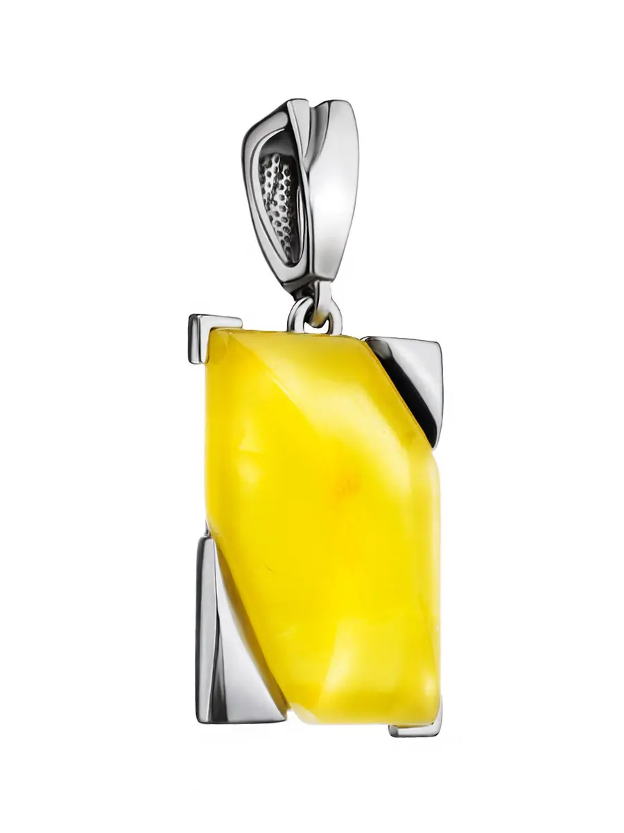 картинка Прямоугольный кулон с медовым янтарём «Генезис» в онлайн магазине