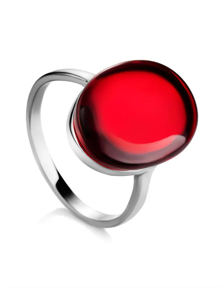 картинка Красивое кольцо с вишнёвым янтарём «Сангрил» в онлайн магазине